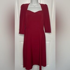 Women Fit and Flare Wine Red Dress Size S